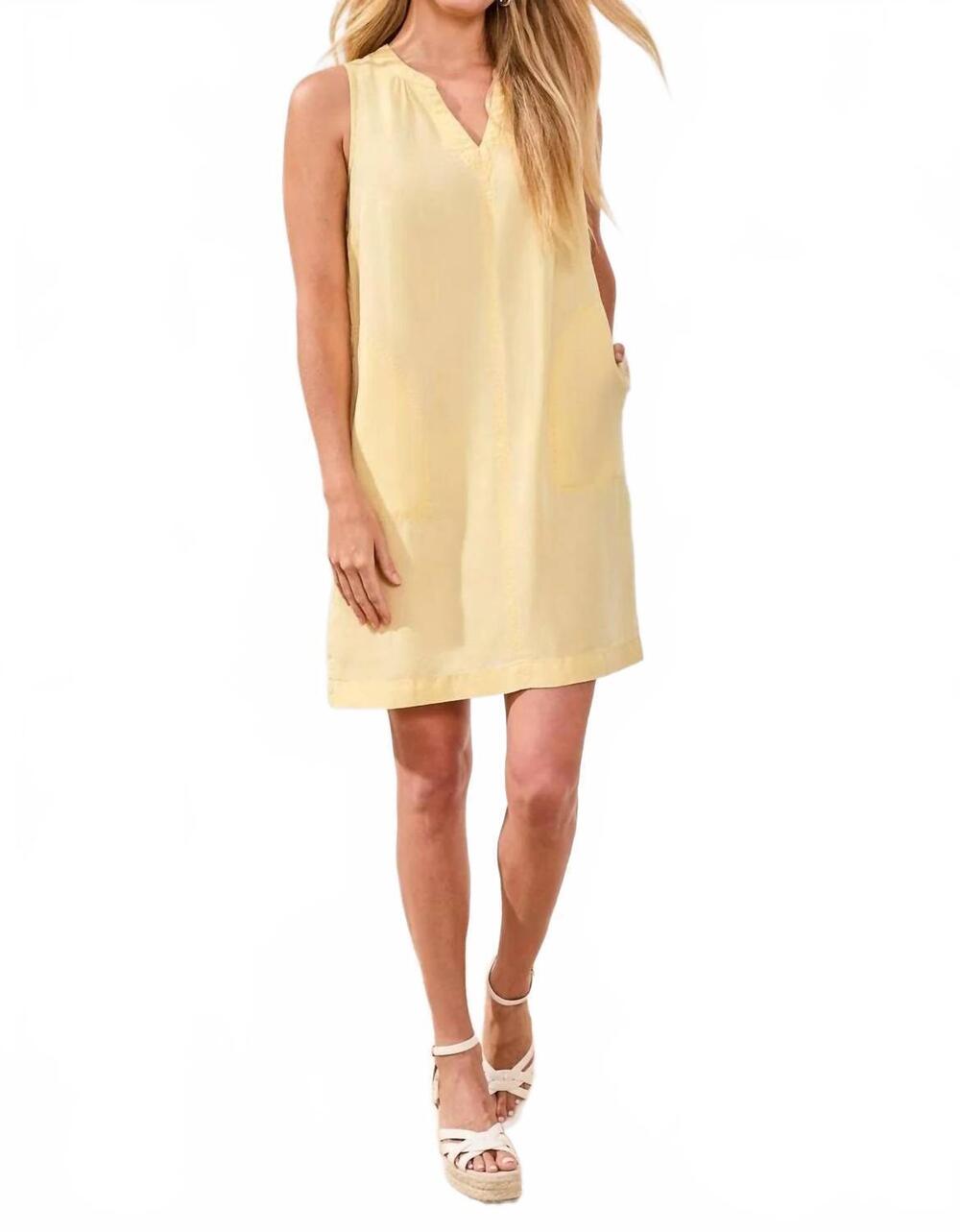 NEW TRIBAL flowy sleeveless v-neck dress in lemongrass